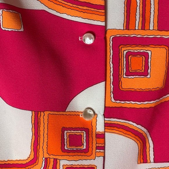 🌸 Vintage 60s Pykettes Psychedelic Geometric Tunic Blouse | Mod Op-Art Top - Picture 8 of 8